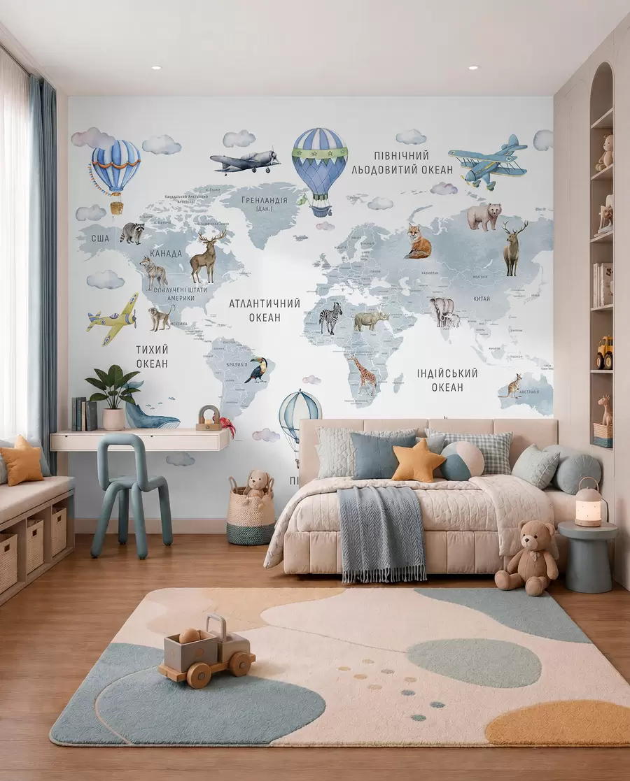 Fotobehang Blauwe atlas in het Oekraïens c00001ukv1