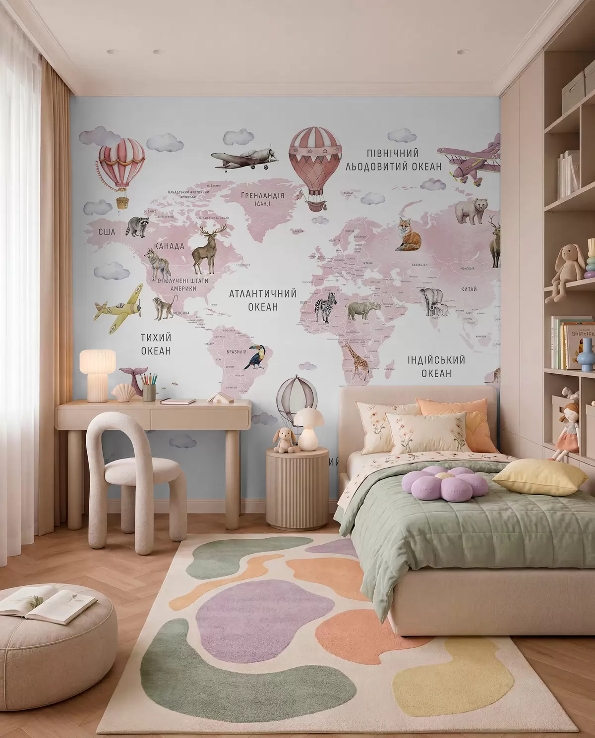 Fotobehang Roze atlas in het Oekraïens c00001ukv3