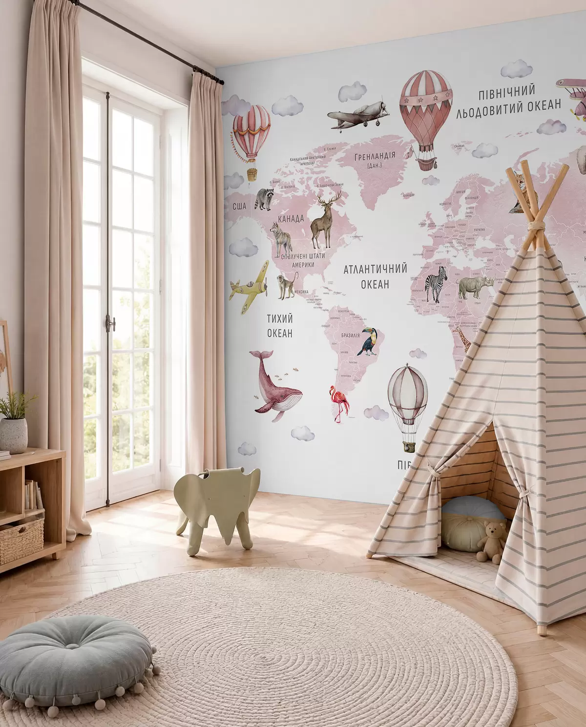 Fotobehang Roze atlas in het Oekraïens c00001ukv3