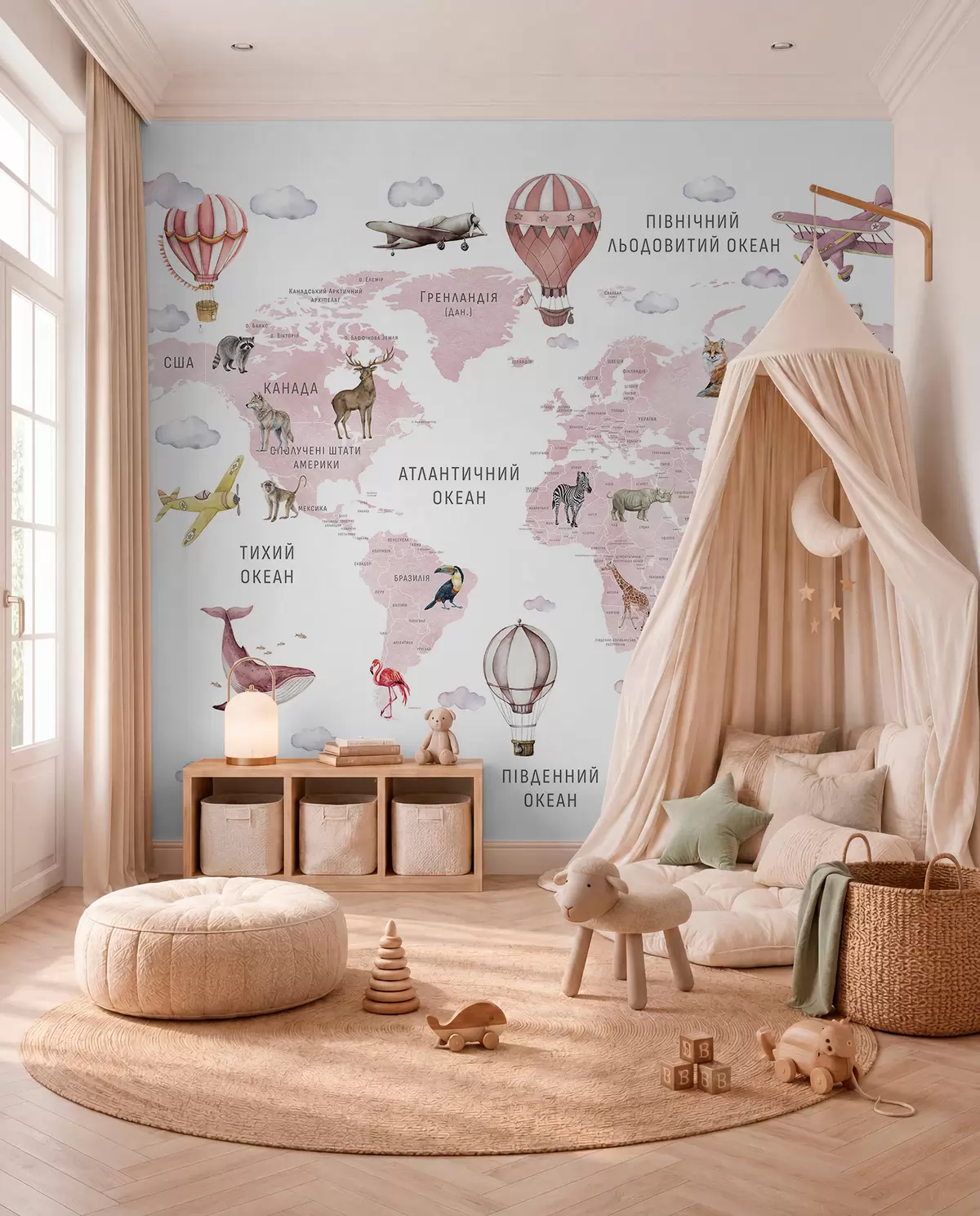 Fotobehang Roze atlas in het Oekraïens c00001ukv3