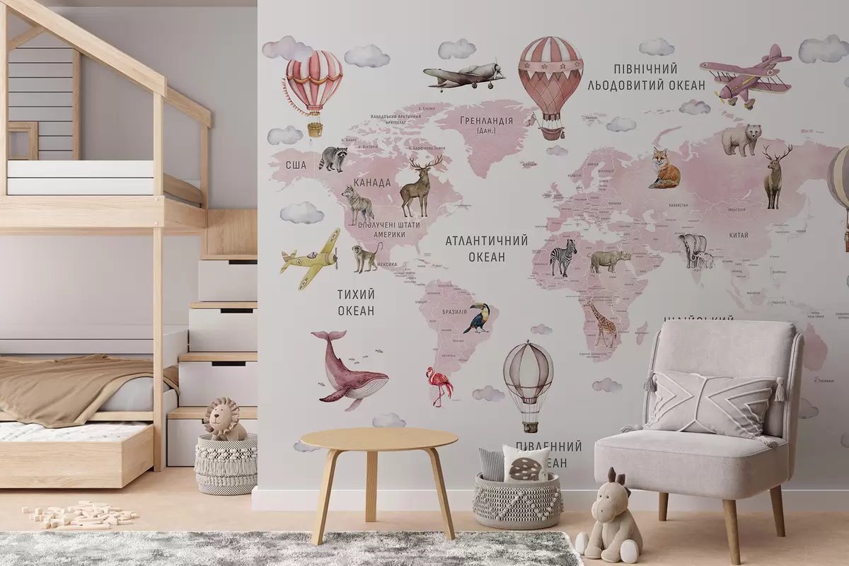 Fotobehang Roze atlas in het Oekraïens c00001ukv3