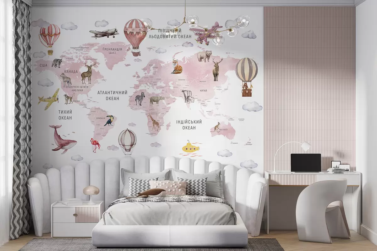 Fotobehang Roze atlas in het Oekraïens c00001ukv3