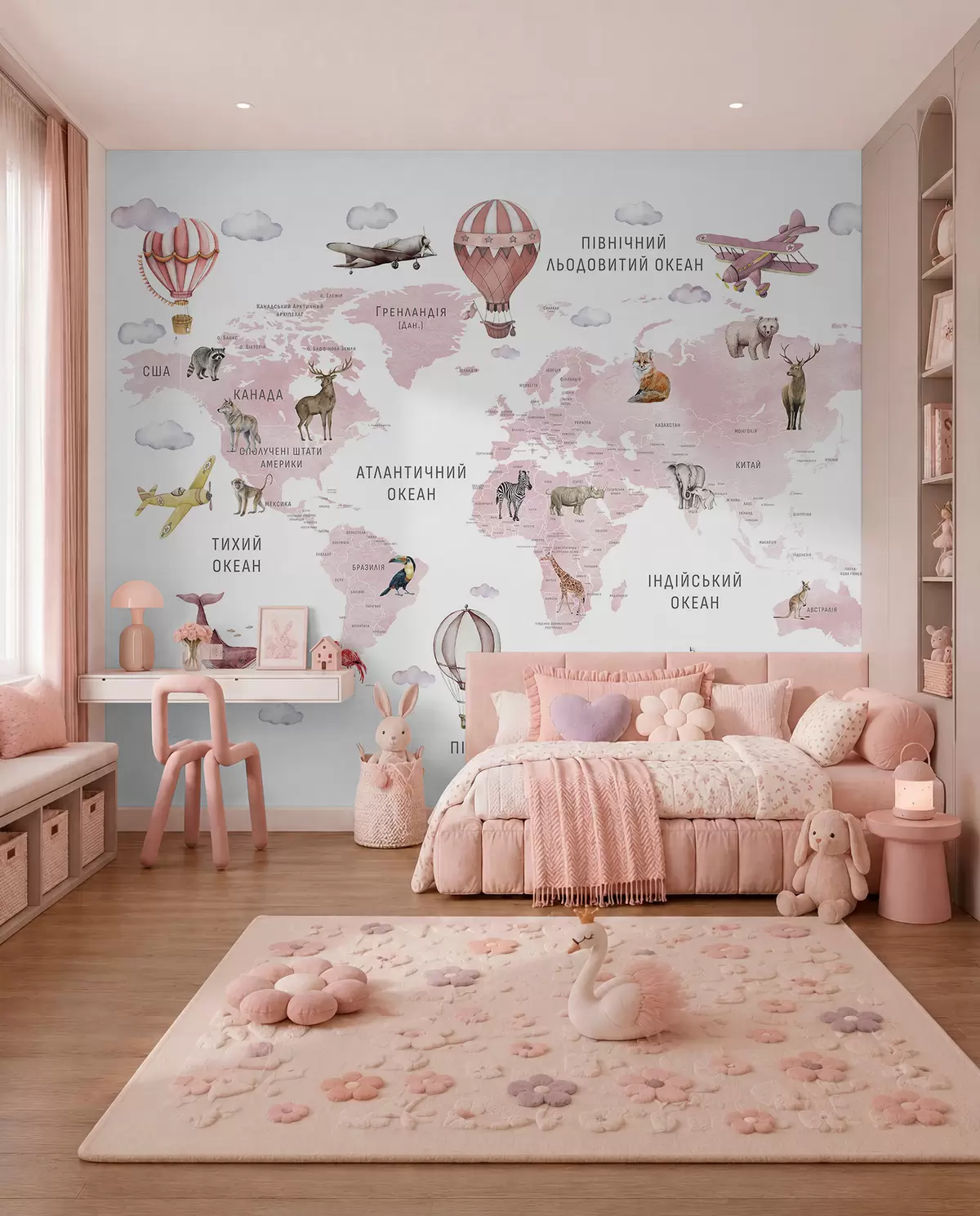 Fotobehang Roze atlas in het Oekraïens c00001ukv3