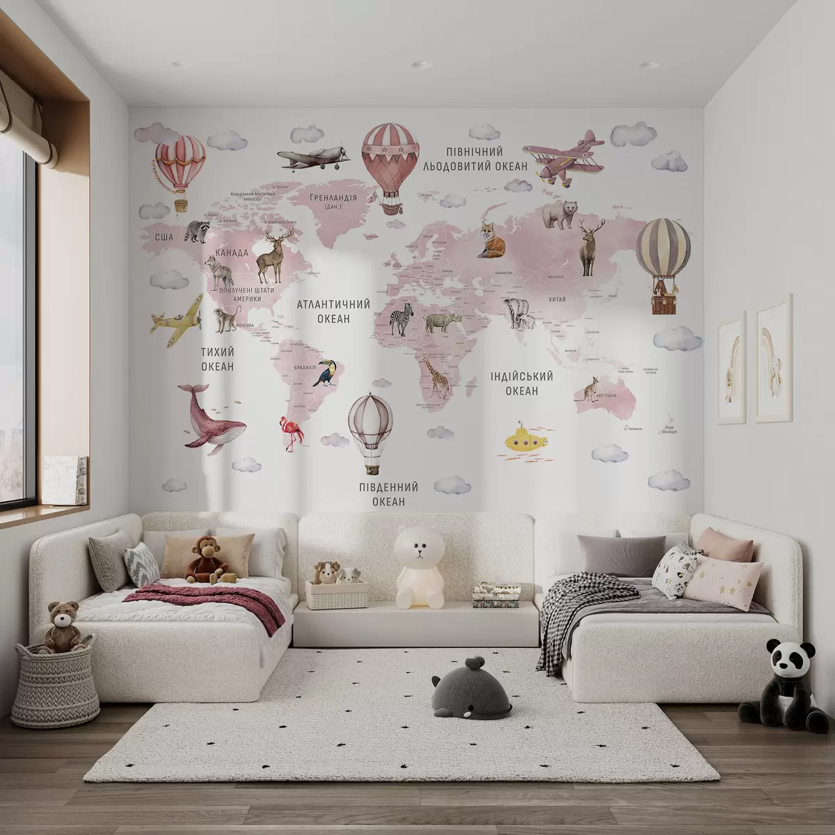 Fotobehang Roze atlas in het Oekraïens c00001ukv3