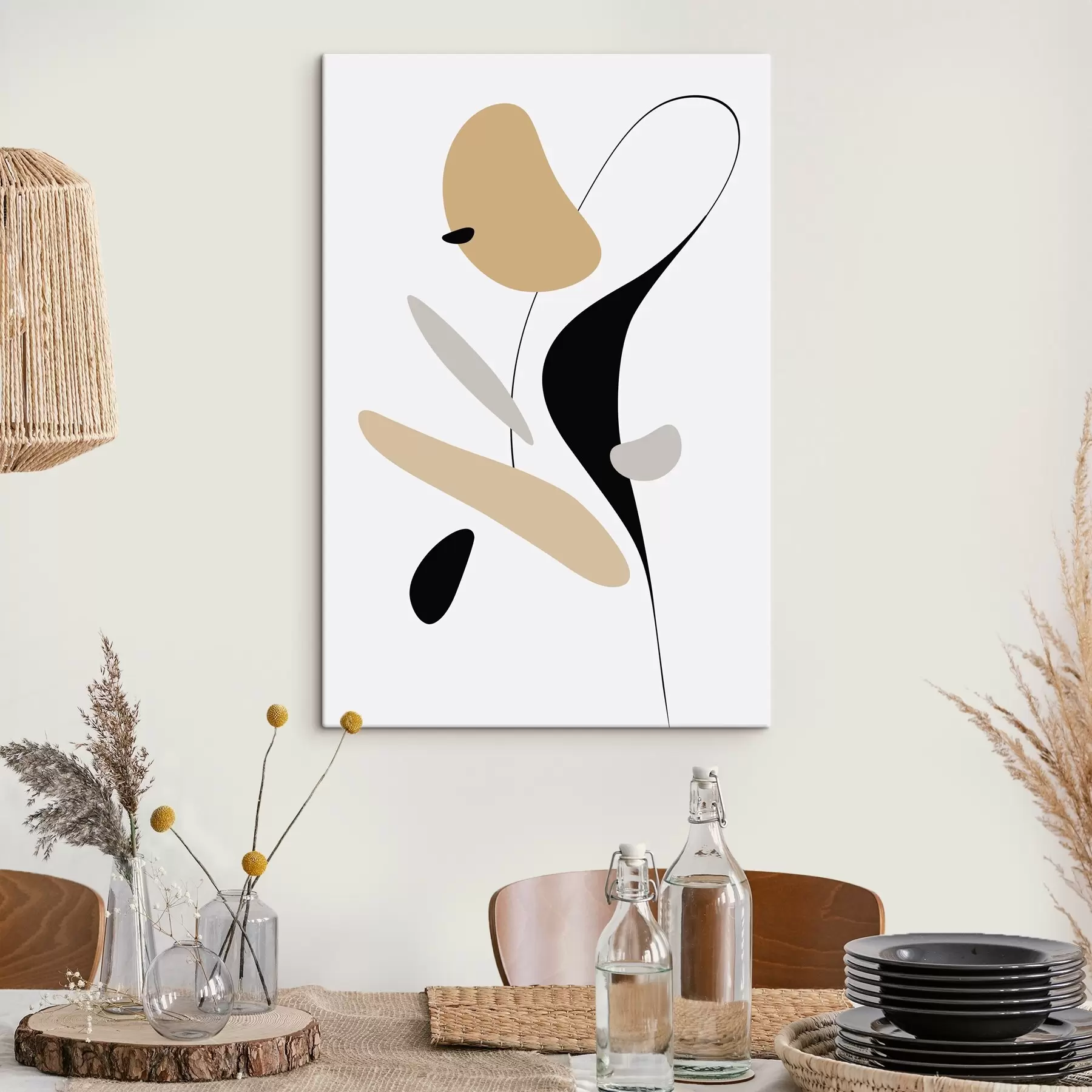  Schilderijen Abstracte compositie met vlekken en lijnen s46350