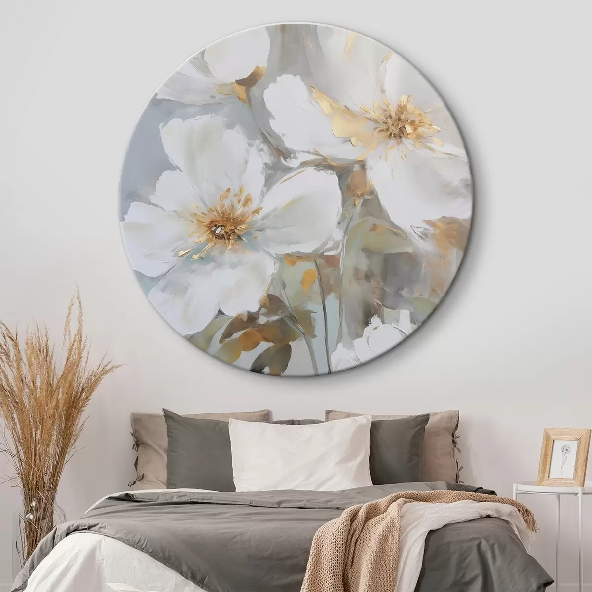 Ronde schilderijen Abstracte bloemen imitatie van schilderkunst r46346