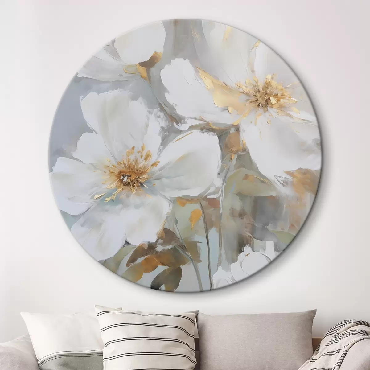 Ronde schilderijen Abstracte bloemen imitatie van schilderkunst r46346