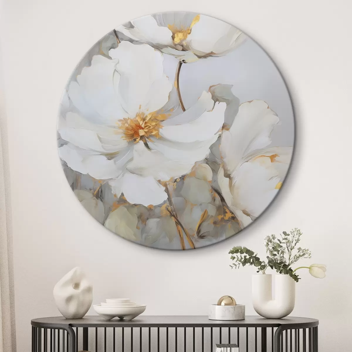 Ronde schilderijen Abstracte bloemen r46347