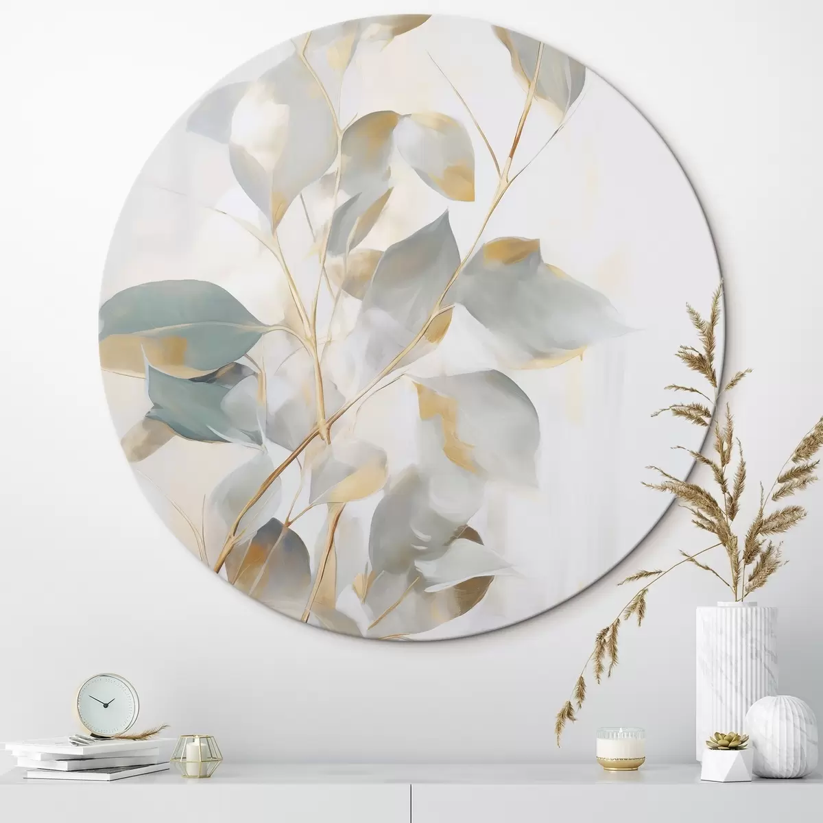Ronde schilderijen Abstracte bladeren r46349