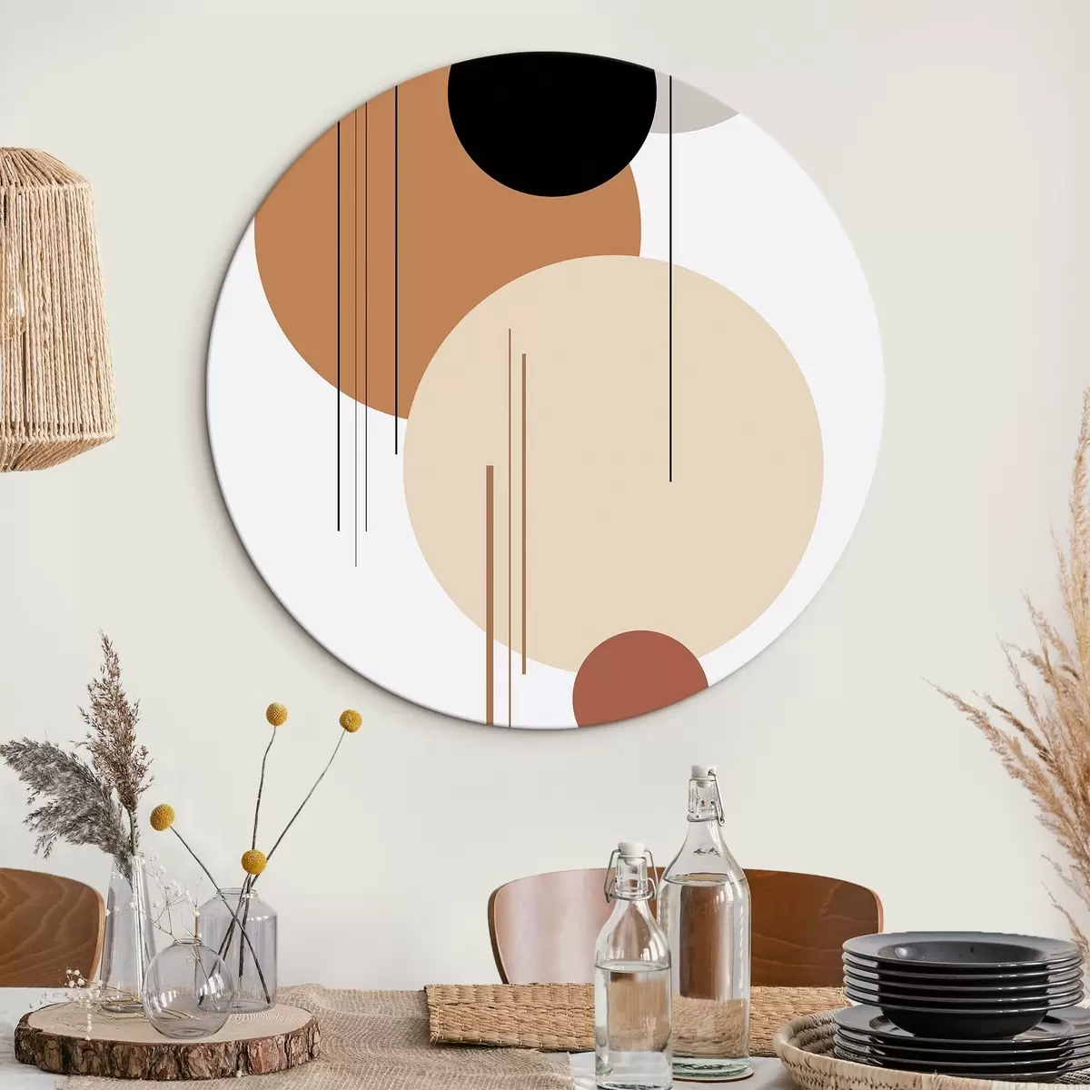 Ronde schilderijen Abstracte geometrische compositie r46351
