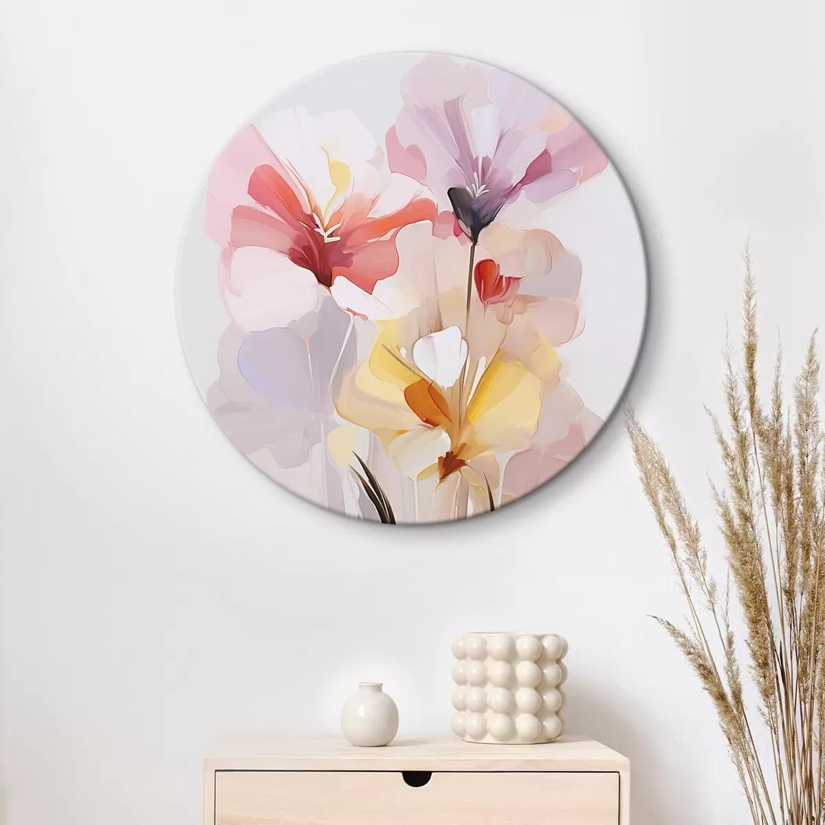 Ronde schilderijen Abstract boeket bloemen r46354