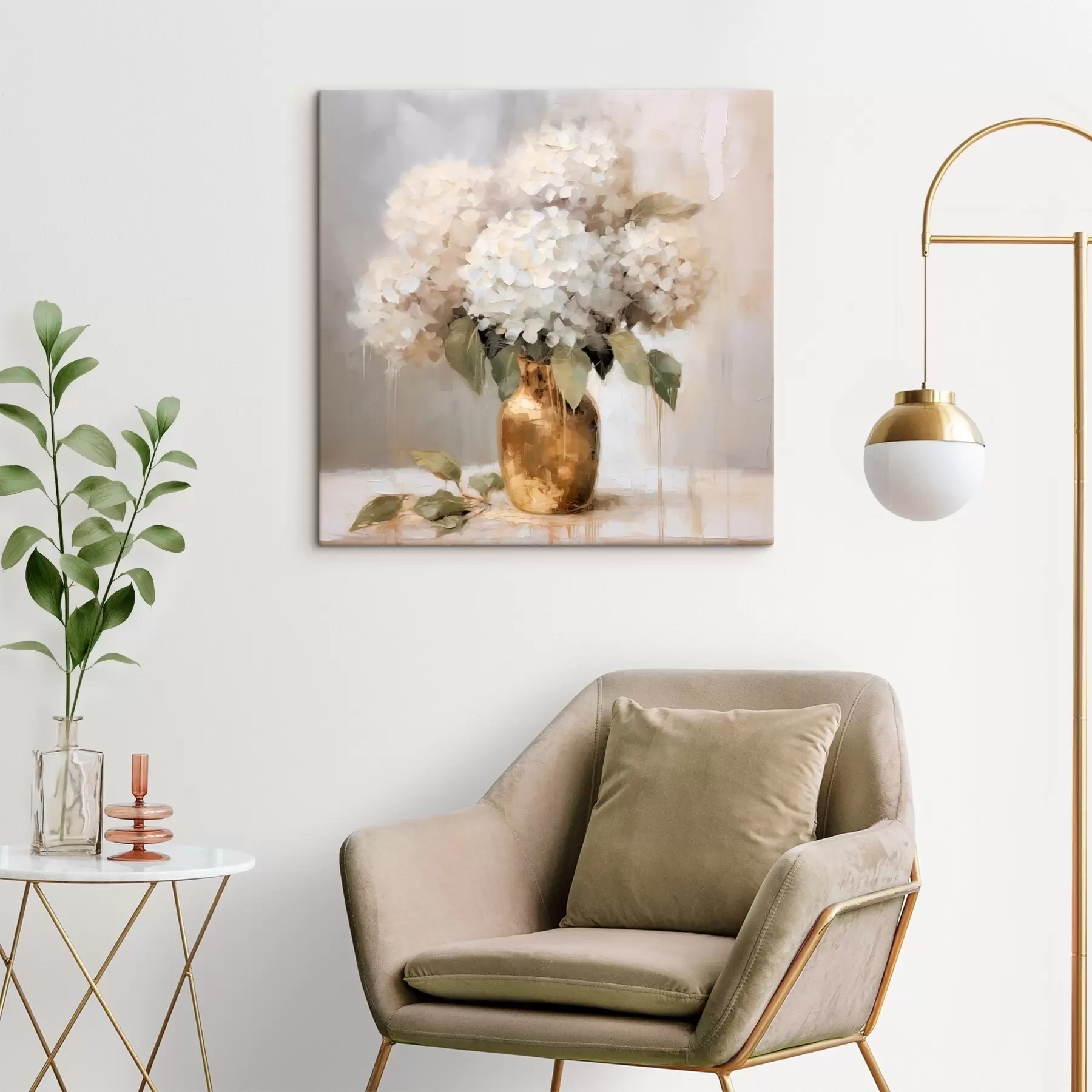  Schilderijen Delicaat boeket hortensia's in een vaas s46263