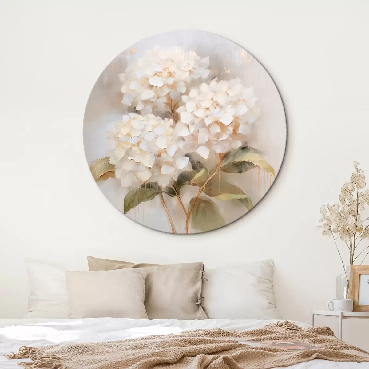 Ronde schilderijen Delicaat boeket van hortensia's r46262