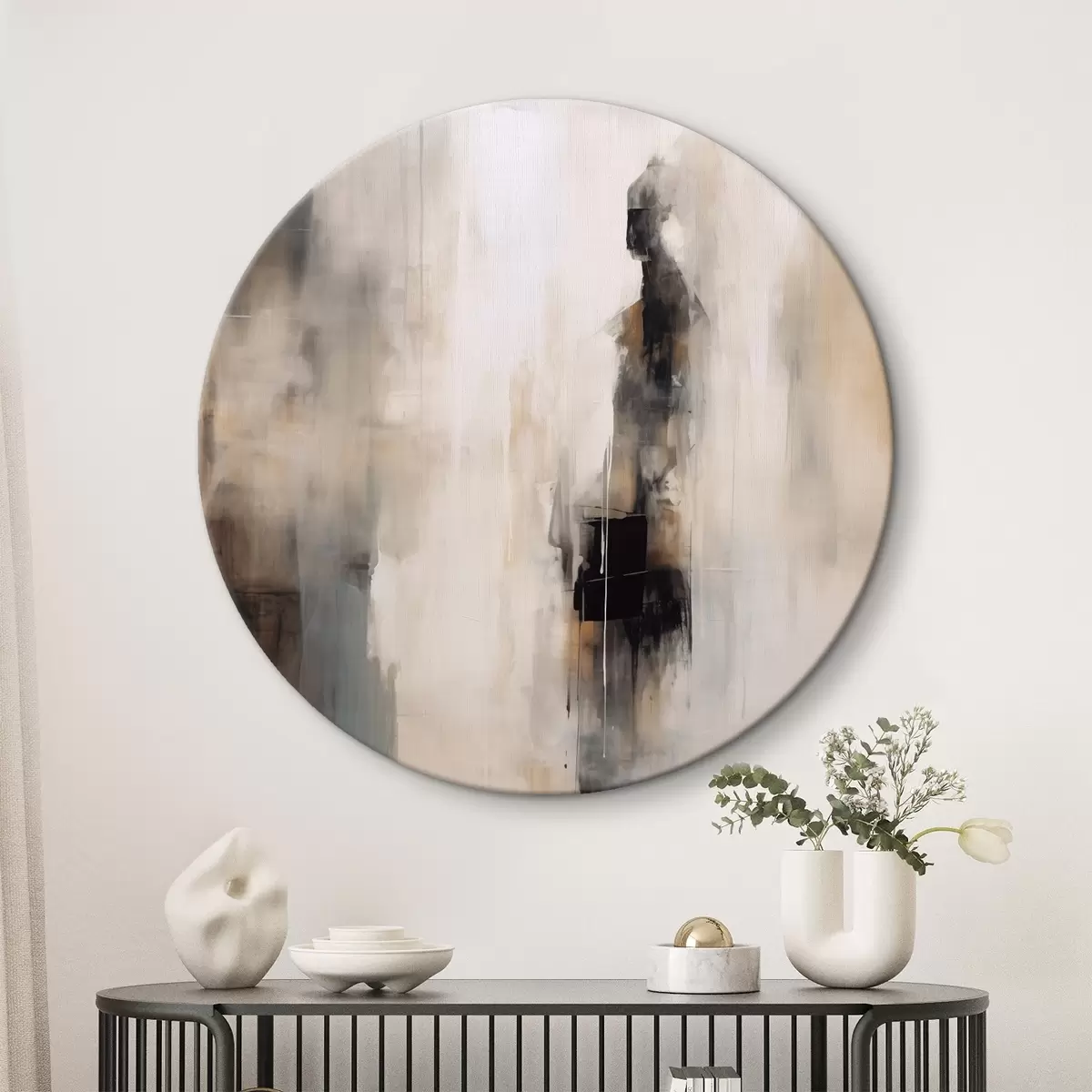 Ronde schilderijen Een abstracte menselijke figuur r46361