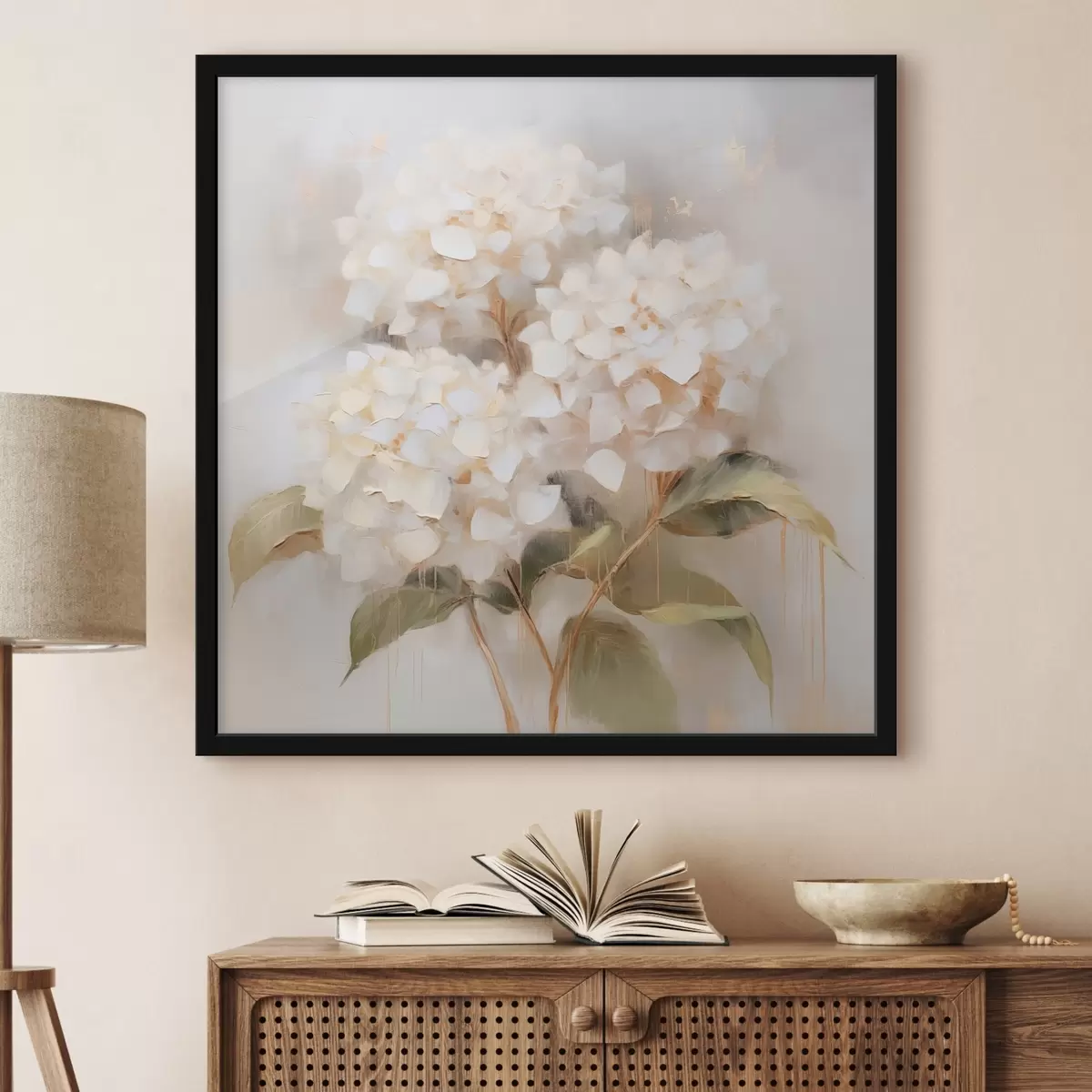 Poster Delicaat boeket van hortensia's f46262