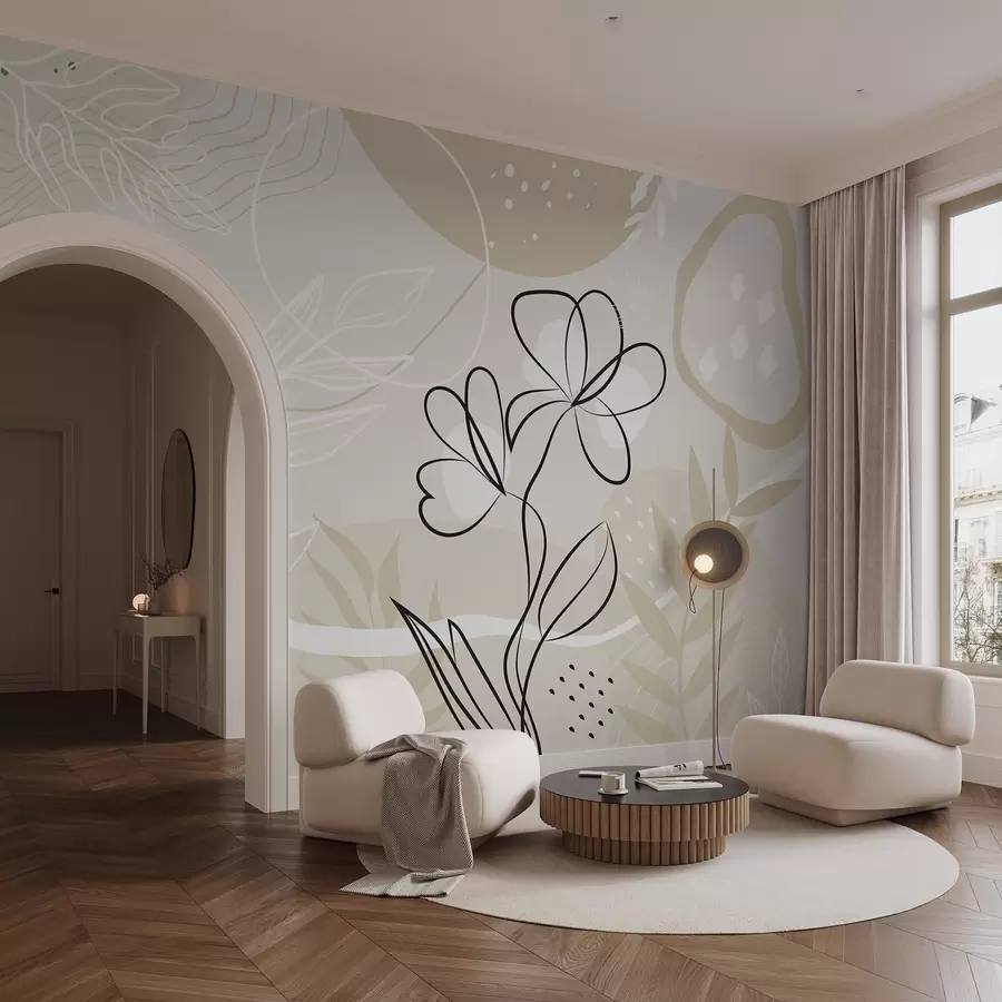 Fotobehang Samenvatting met planten w04760