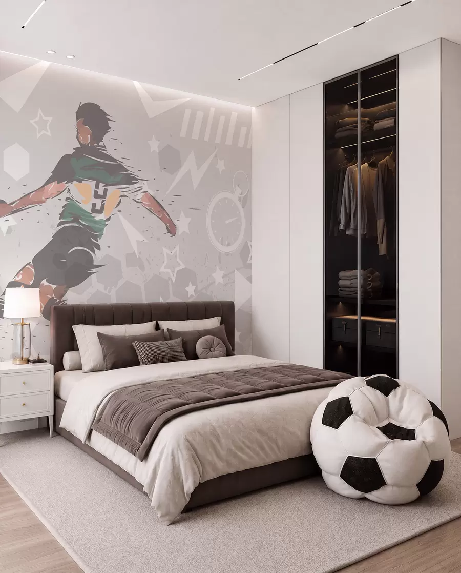 Fotobehang Voetbal in groene inkt w04763
