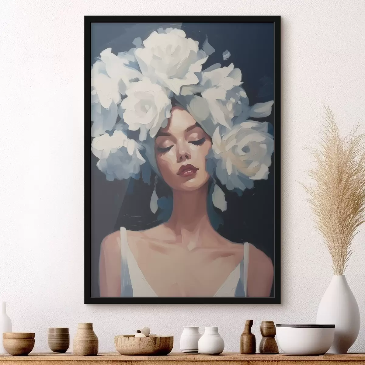 Poster Meisje in bloemen f46419
