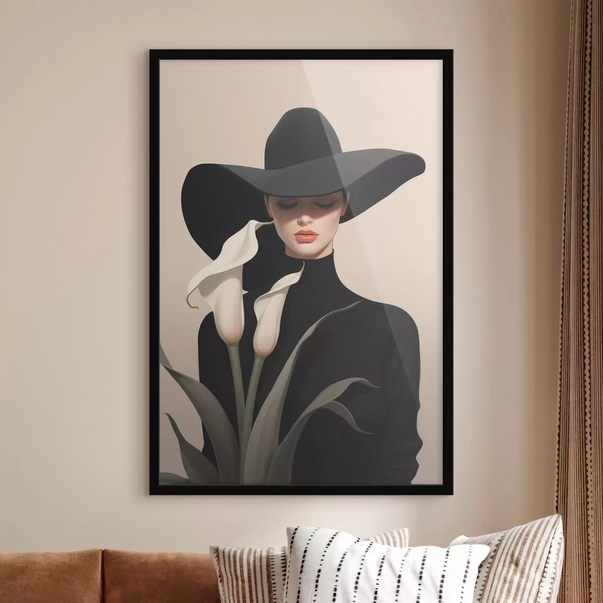 Poster Meisje met hoed en calas f46420