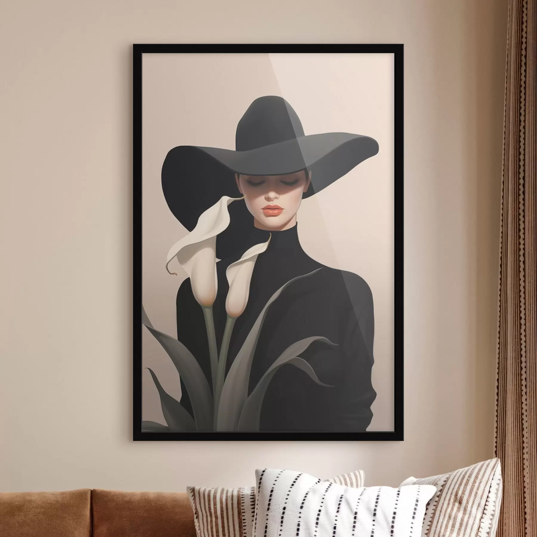 Fotobehang Meisje met hoed en calas f46420