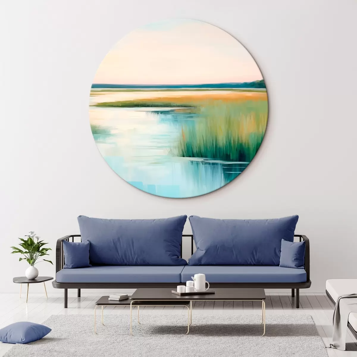 Ronde schilderijen Zomerlandschap r46409