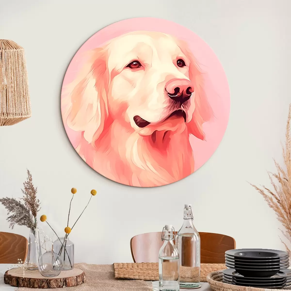 Ronde schilderijen Hond r46410