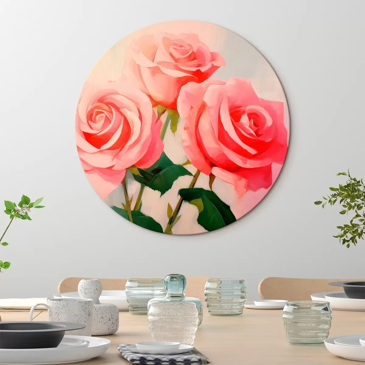 Ronde schilderijen Rozen r46416