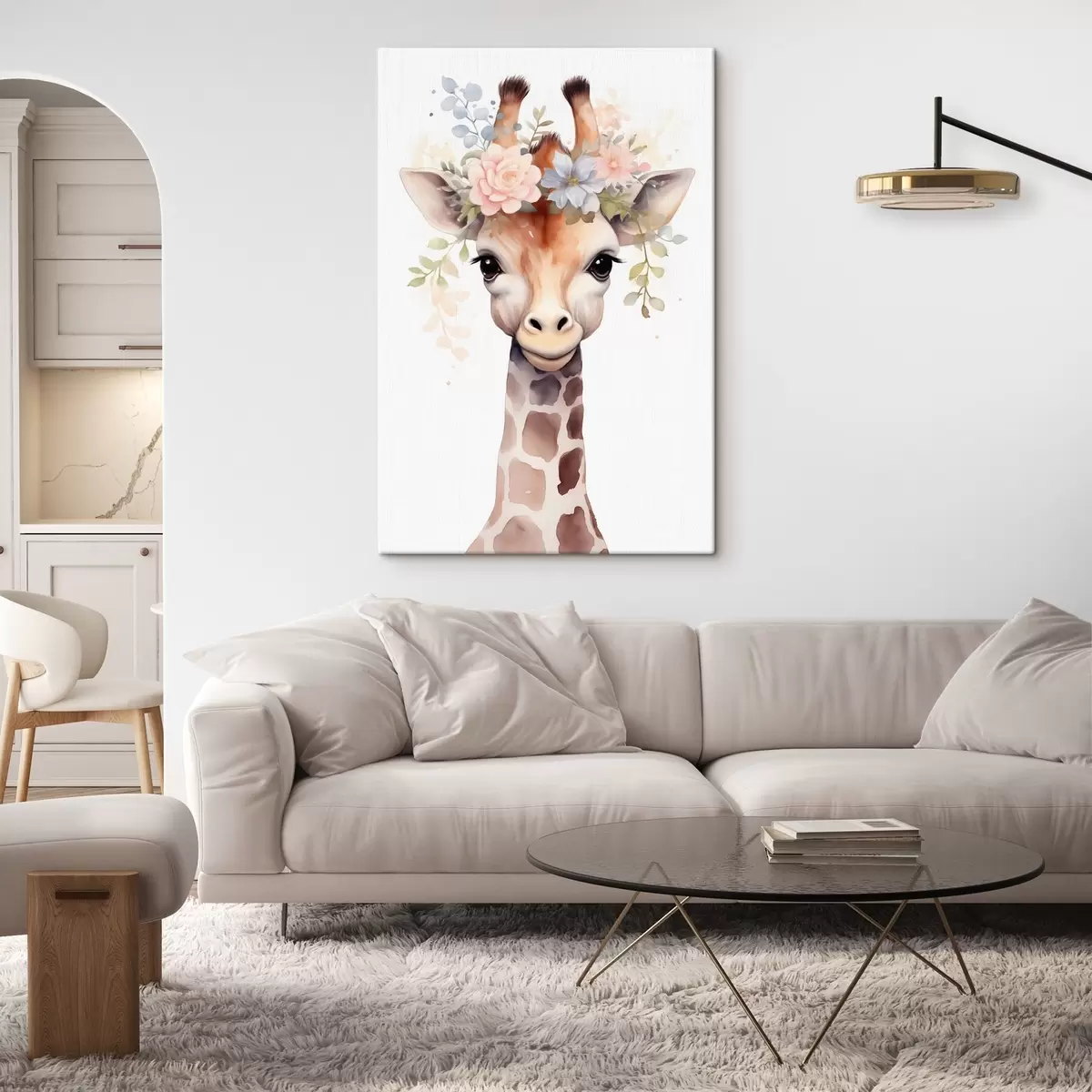  Schilderijen Giraffe met bloemen s46382