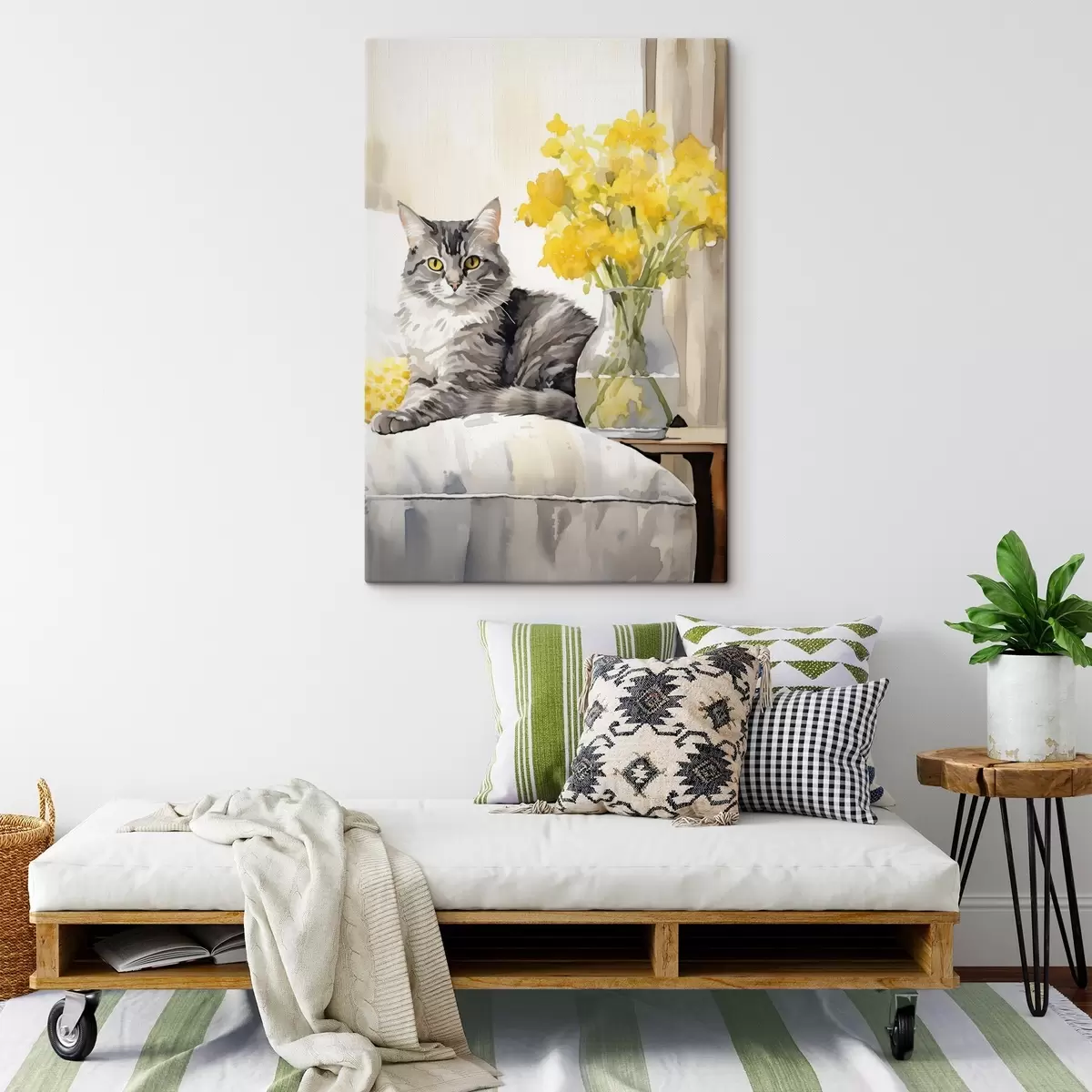  Schilderijen Kat en bloemen s46426