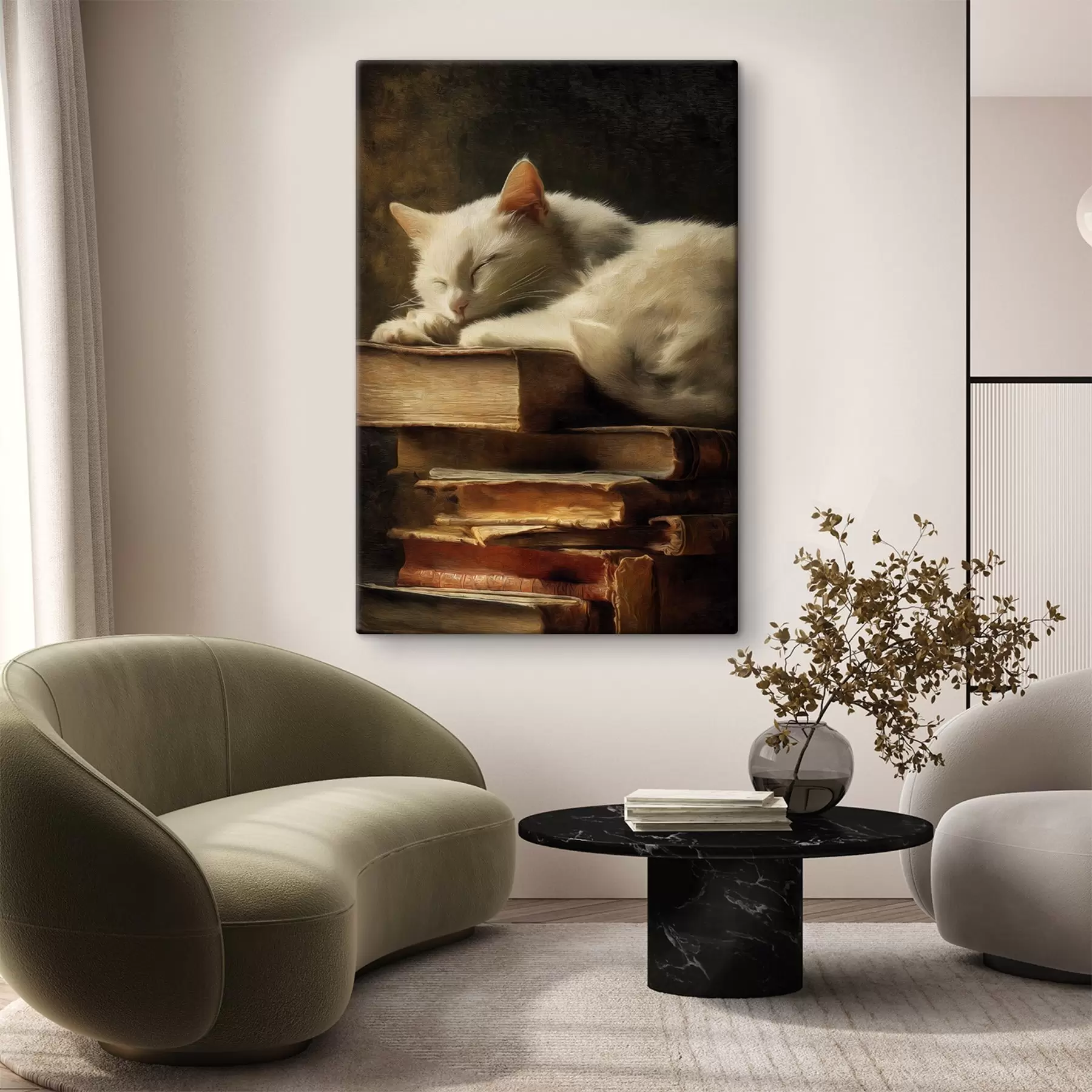  Schilderijen Kat op boeken s46428
