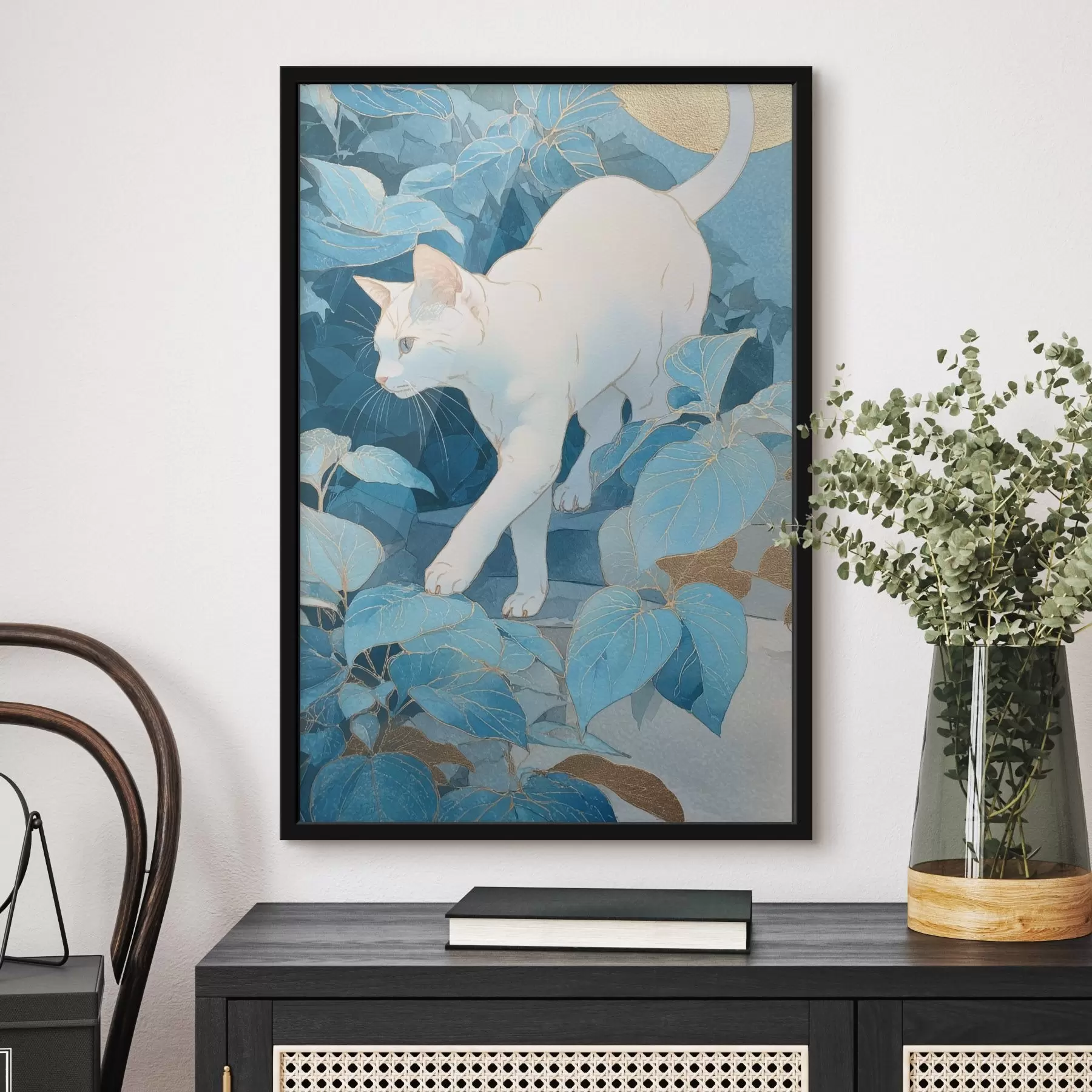 Fotobehang Kat tussen de bladeren f46362