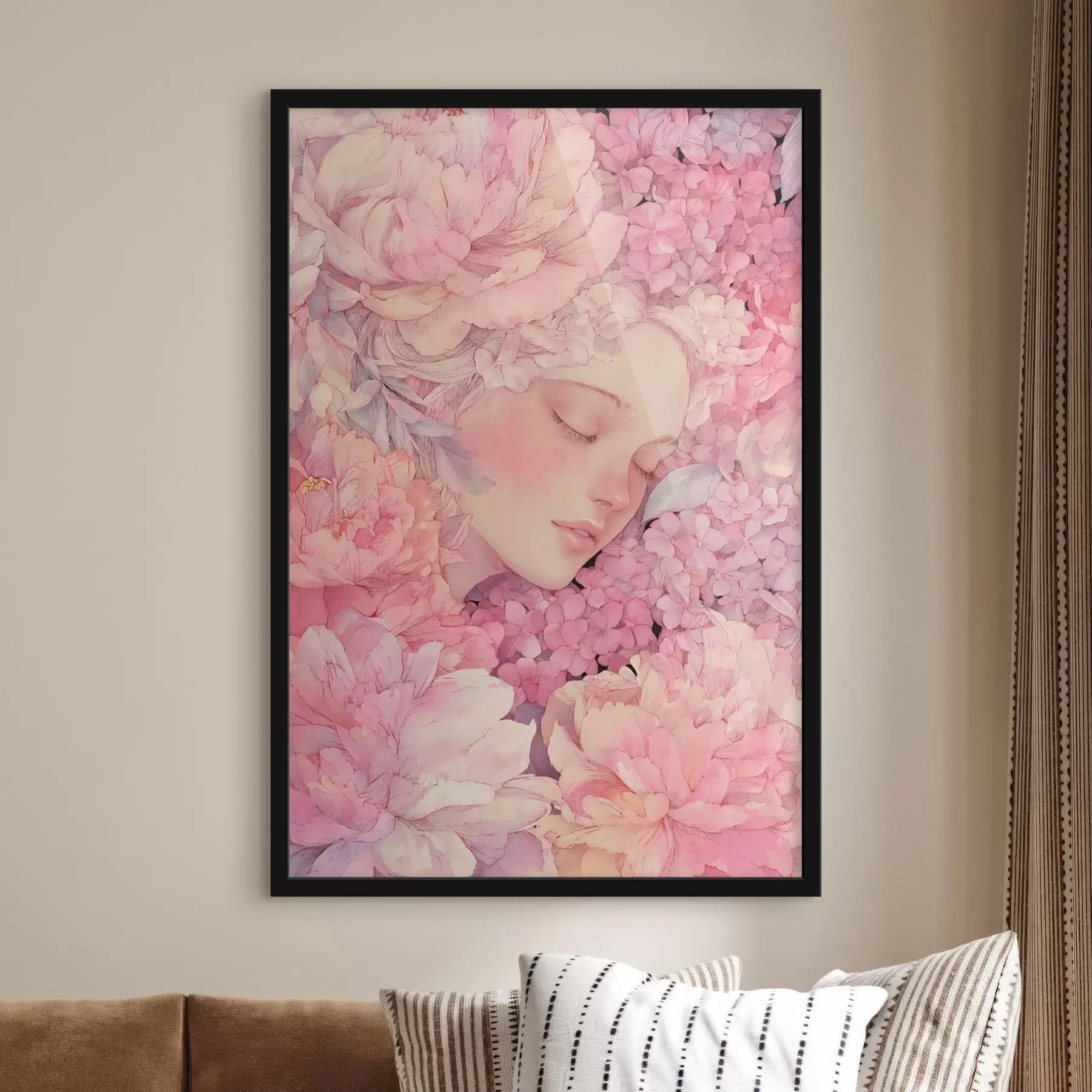 Fotobehang Gezichten met pioenrozen f46363