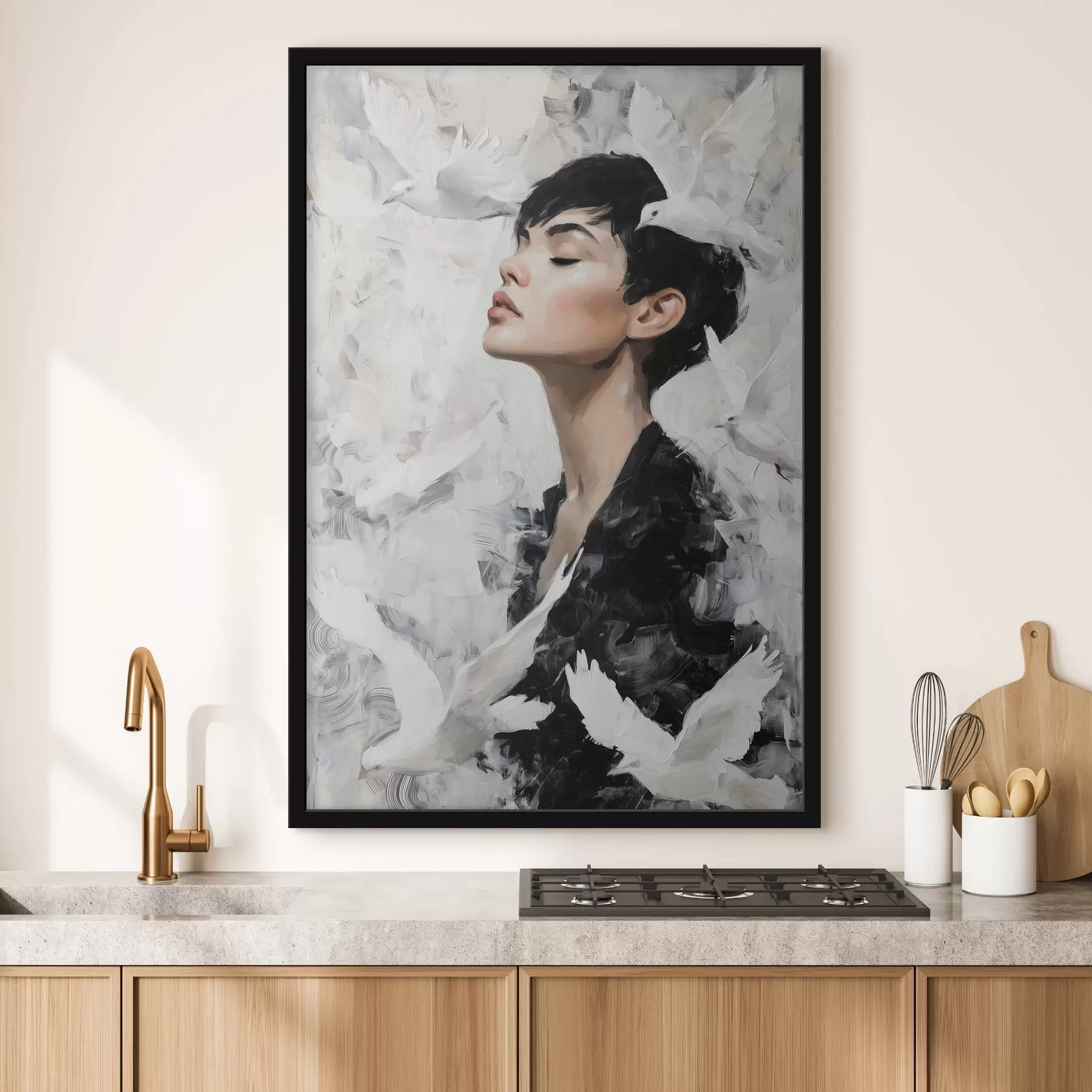 Fotobehang Meisje en vogels f46365