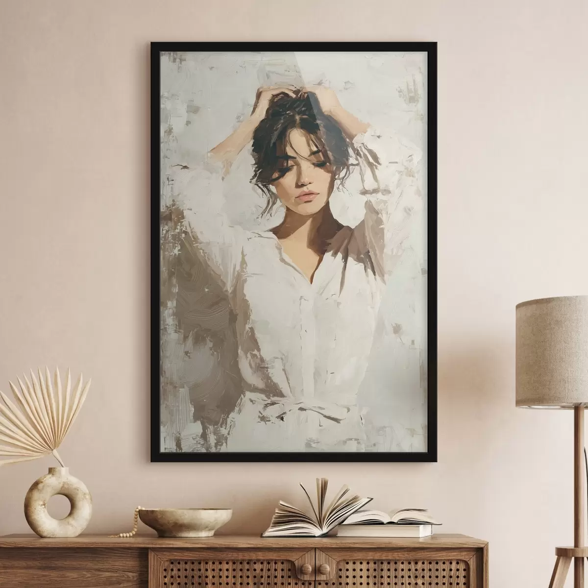 Poster Vrouw in het wit f46366