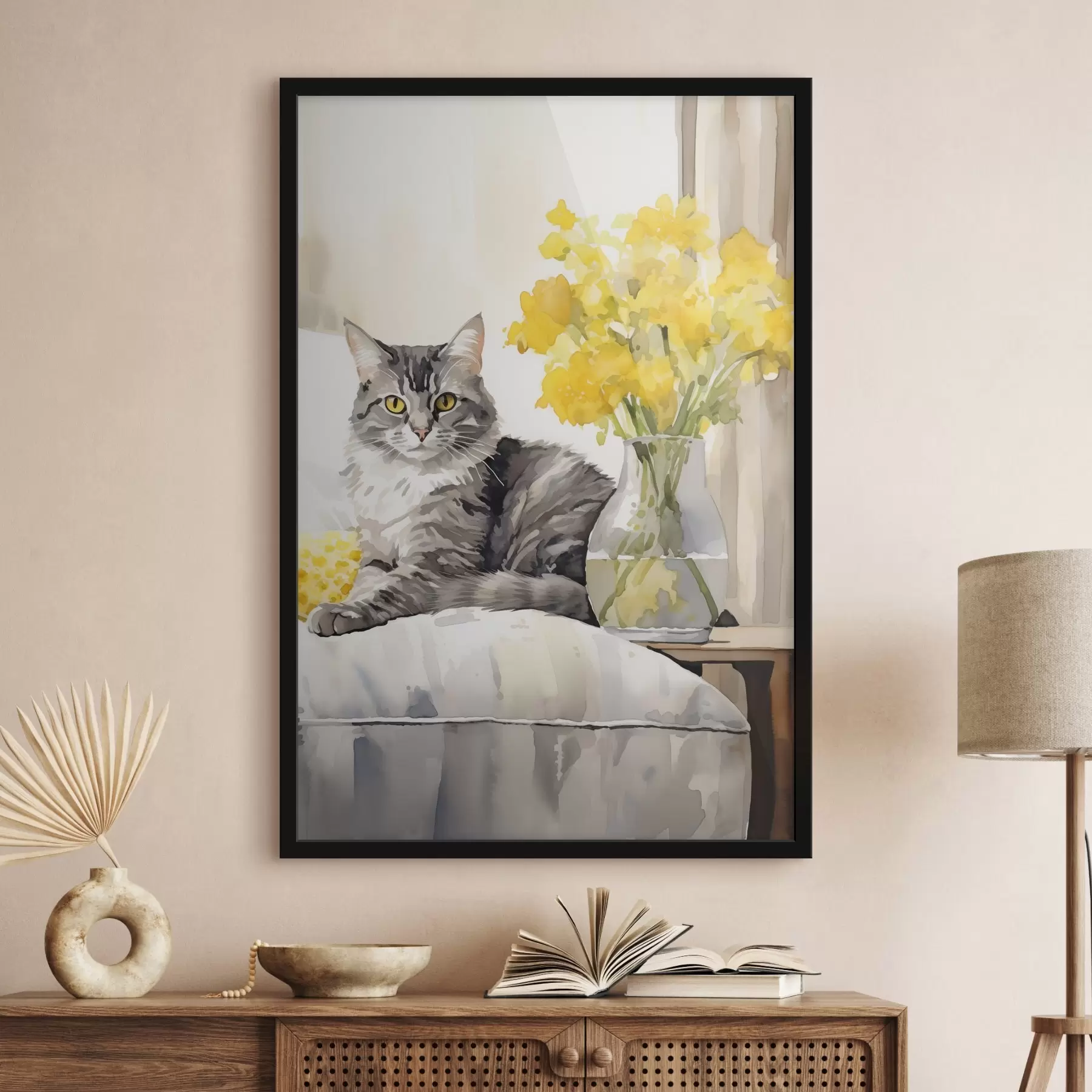 Fotobehang Kat en bloemen f46426
