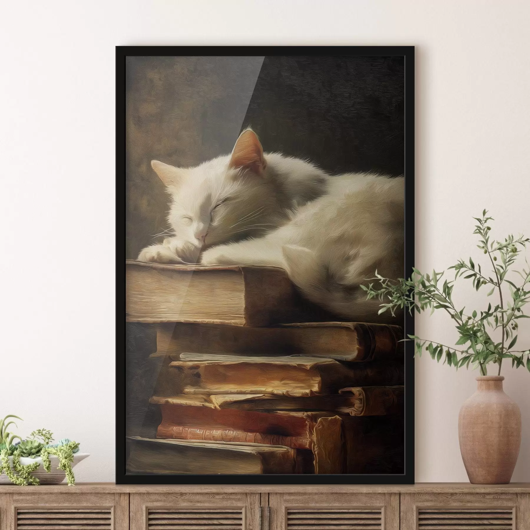 Fotobehang Kat op boeken f46428