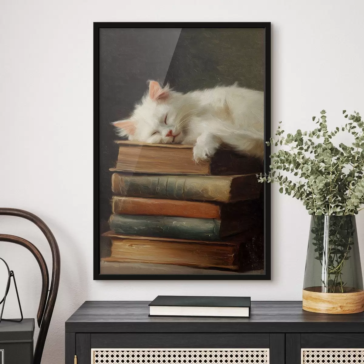 Poster Kat op boeken f46429