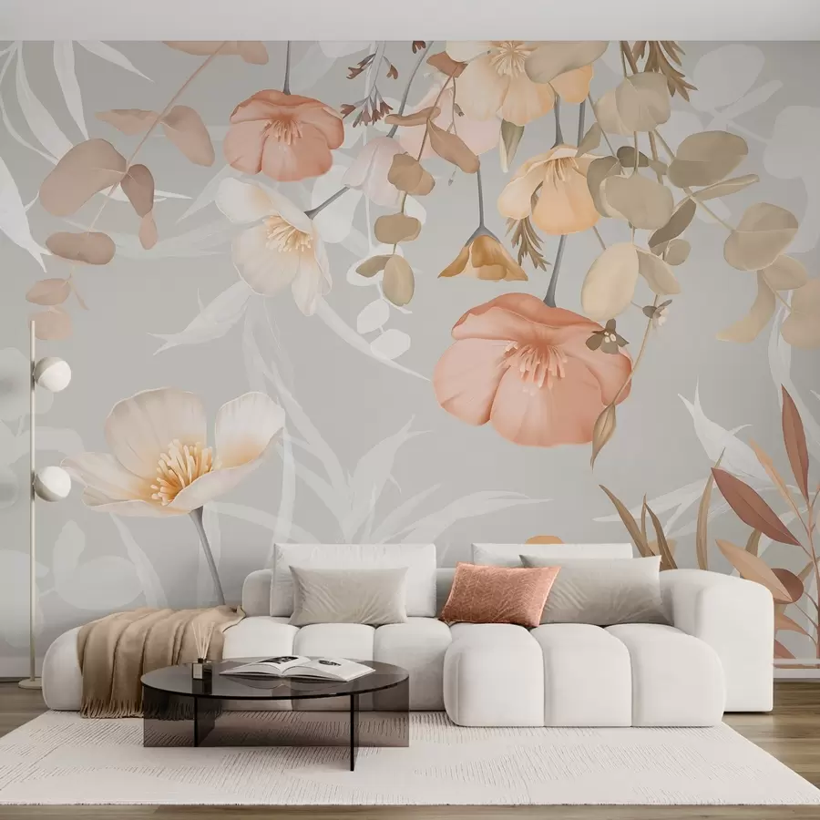 Fotobehang Bloemen in gebladerte w04779