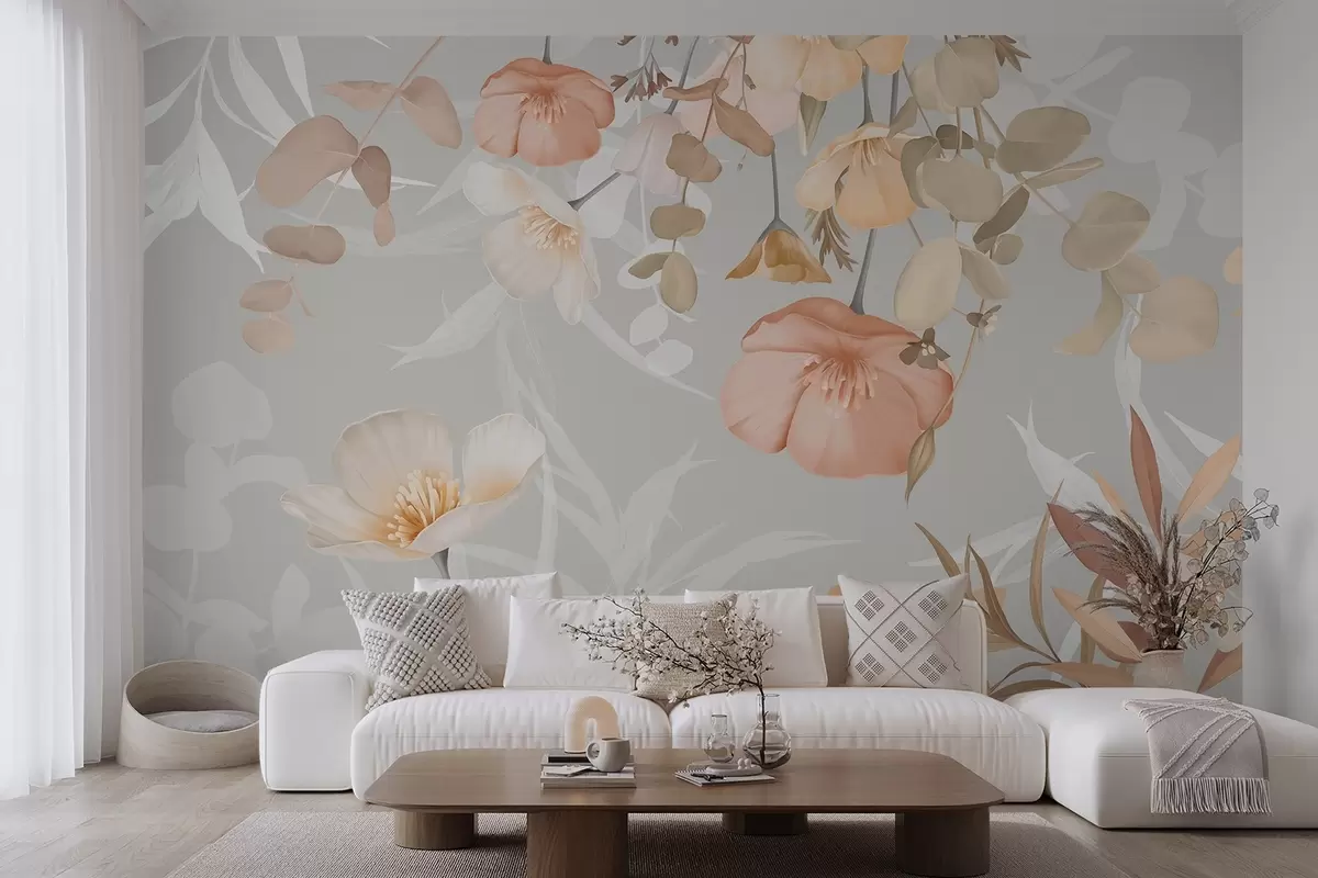 Fotobehang Bloemen in gebladerte w04779