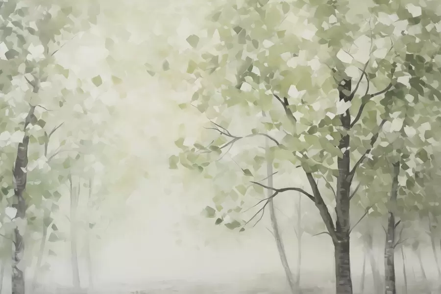 Fotobehang Abstracte bomen imitatie van schilderkunst w04781