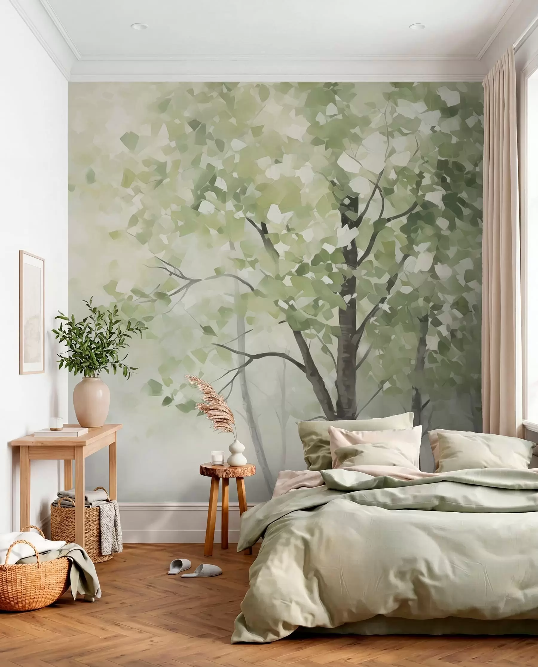Fotobehang Abstracte bomen imitatie van schilderkunst w04781