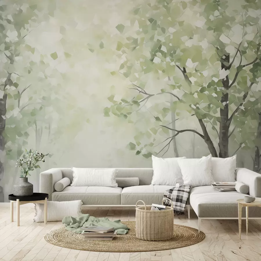 Fotobehang Abstracte bomen imitatie van schilderkunst w04781