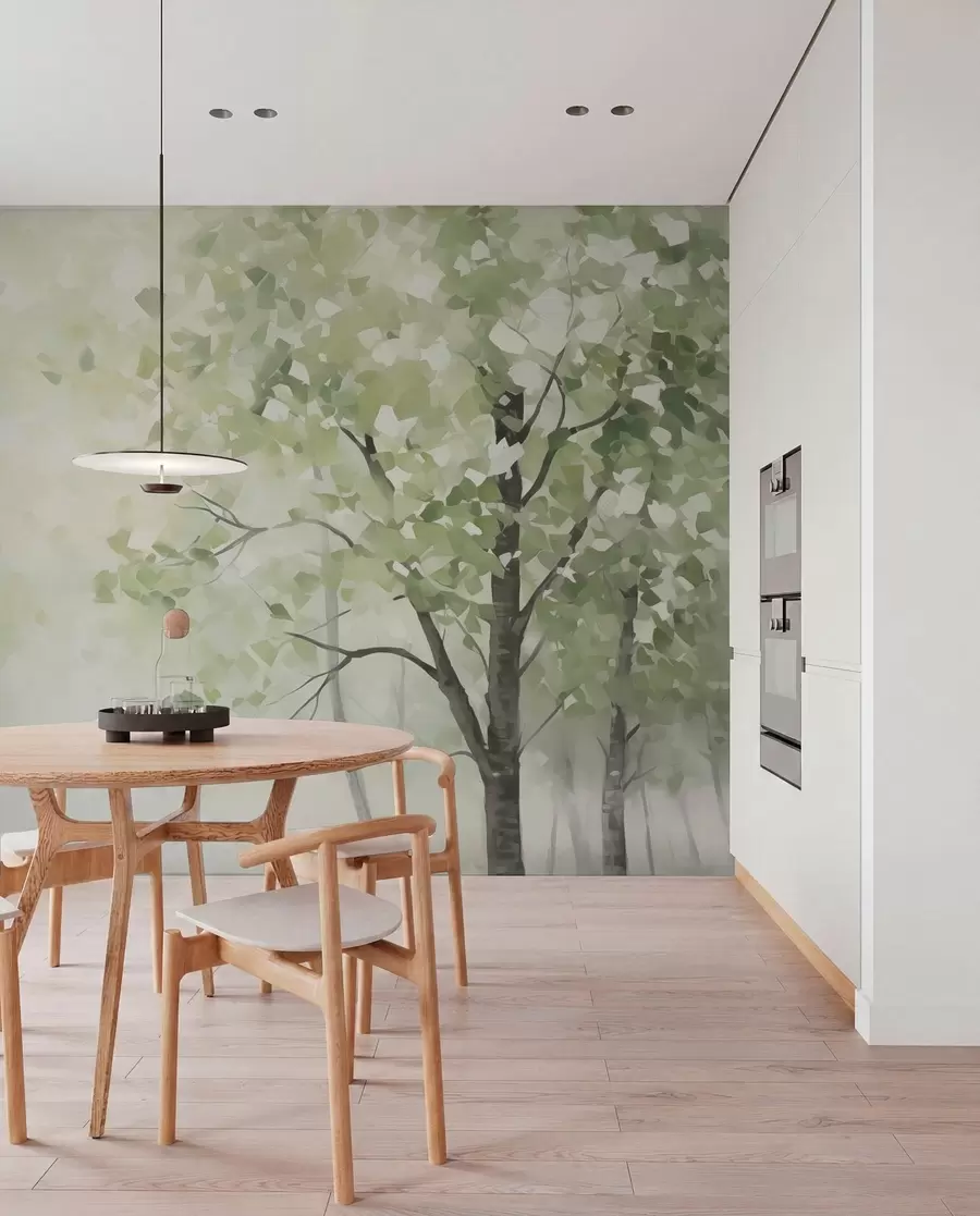 Fotobehang Abstracte bomen imitatie van schilderkunst w04781