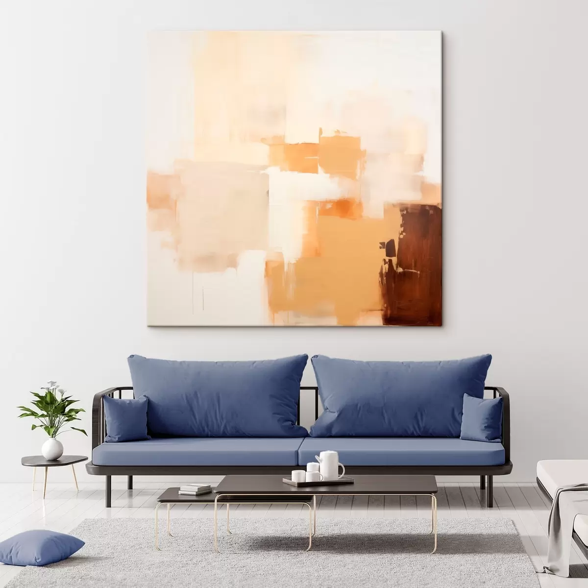  Schilderijen Beige en bruine geometrische vormen in abstracte stijl s46306