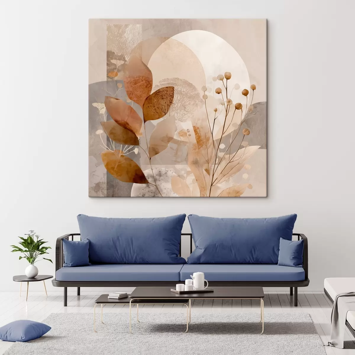  Schilderijen Bloemenpatroon in beige en bruin s46308