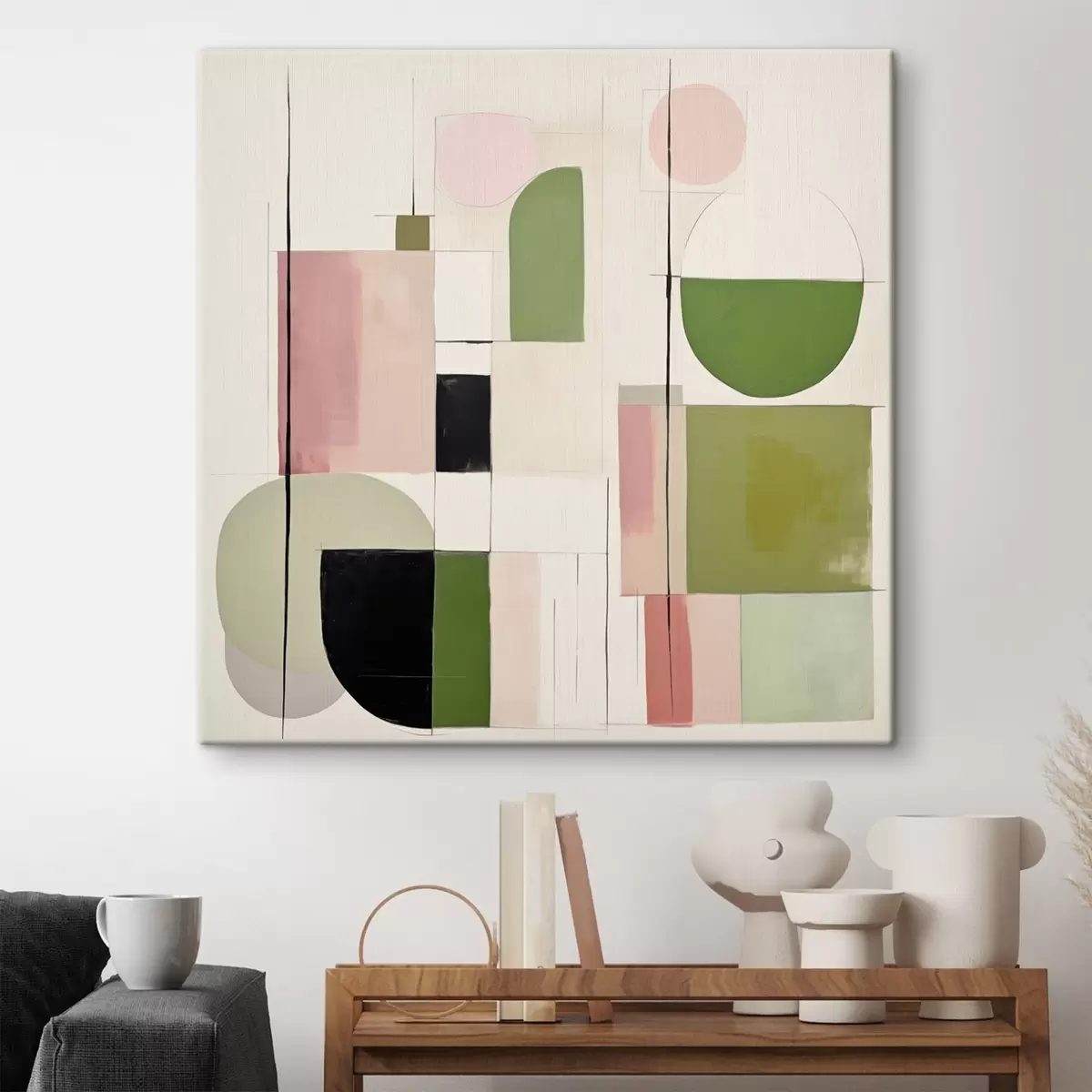  Schilderijen Abstracte kunst met kleurrijke blokken en lijnen s46313