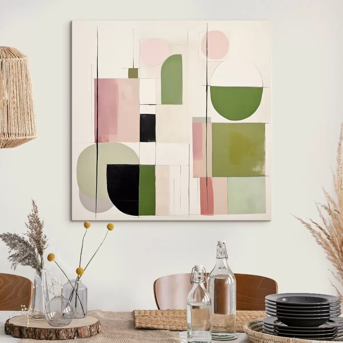  Schilderijen Abstracte kunst met kleurrijke blokken en lijnen s46313