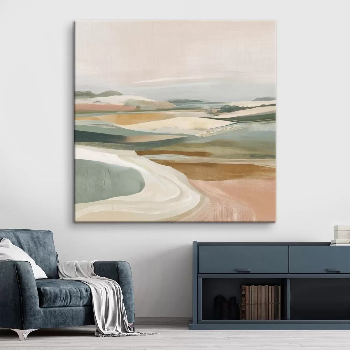  Schilderijen Landelijk uitzicht met velden en weg in aquarelstijl s46317