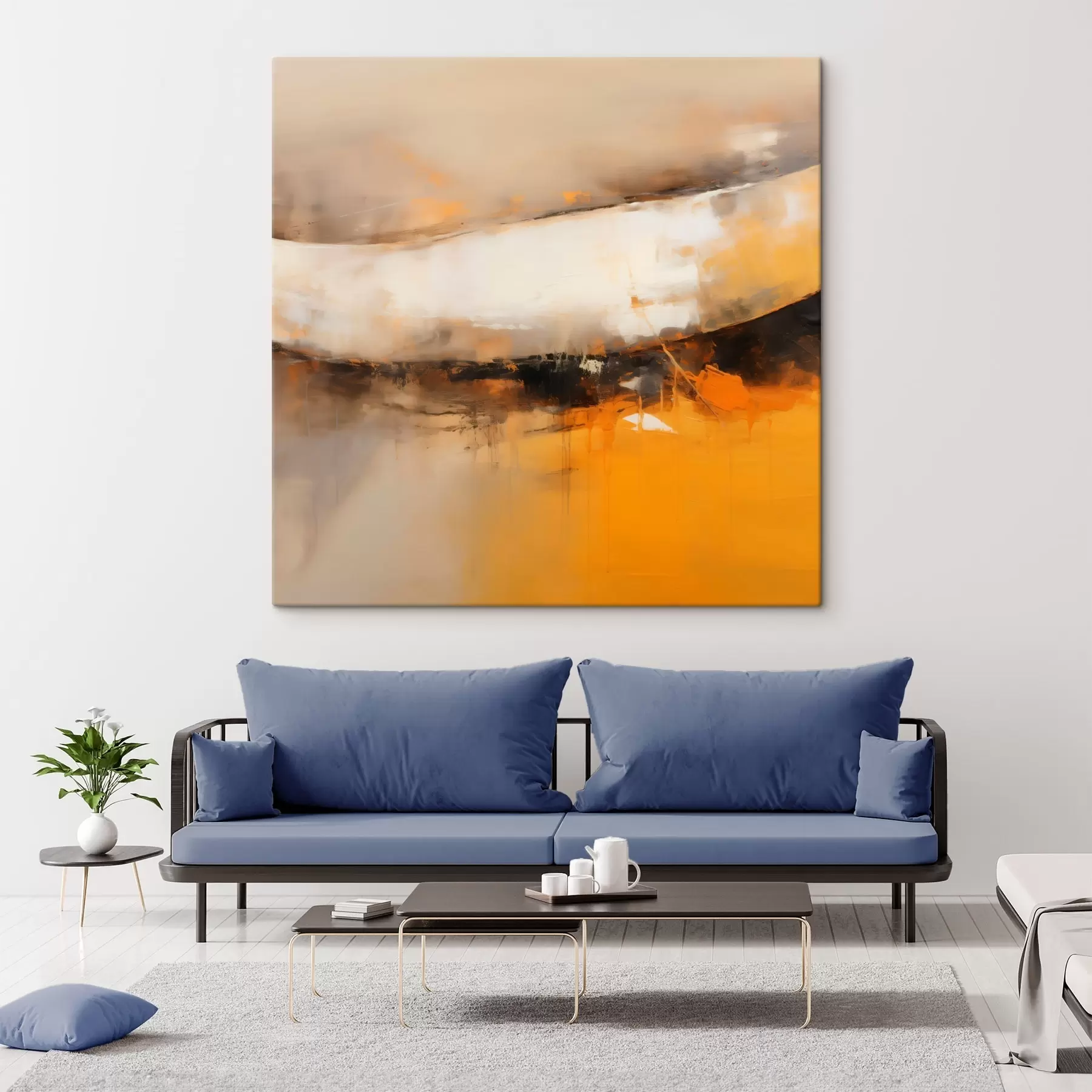  Schilderijen Dynamische compositie met oranje en donkere tinten s46318