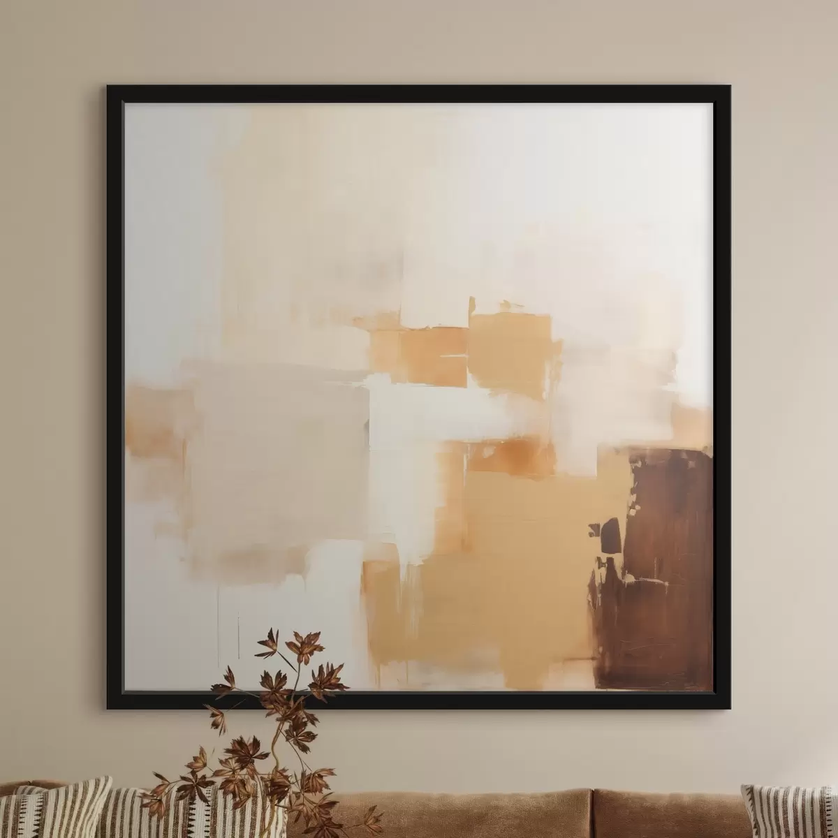 Poster Beige en bruine geometrische vormen in abstracte stijl f46306